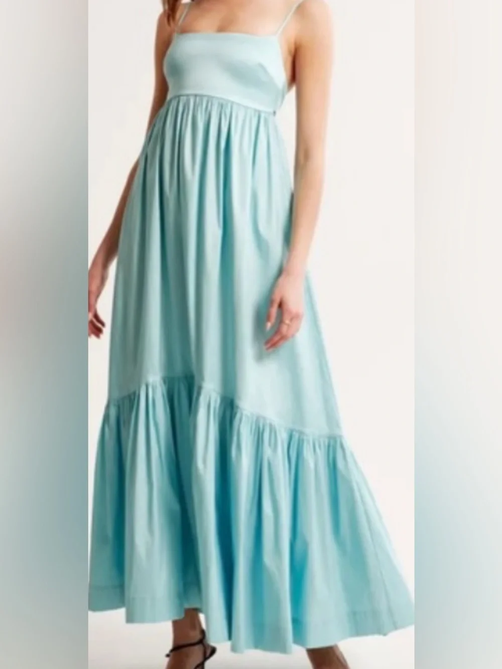 Abercrombie & Fitch Light Turquoise Satin Maxi Dress/ size XSP
